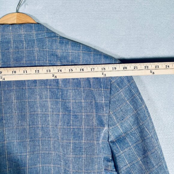 Joseph Abboud Blazer Mens 42R Gray Linen Wool Windowpane Check Sport Coat Jacket - Picture 9 of 13